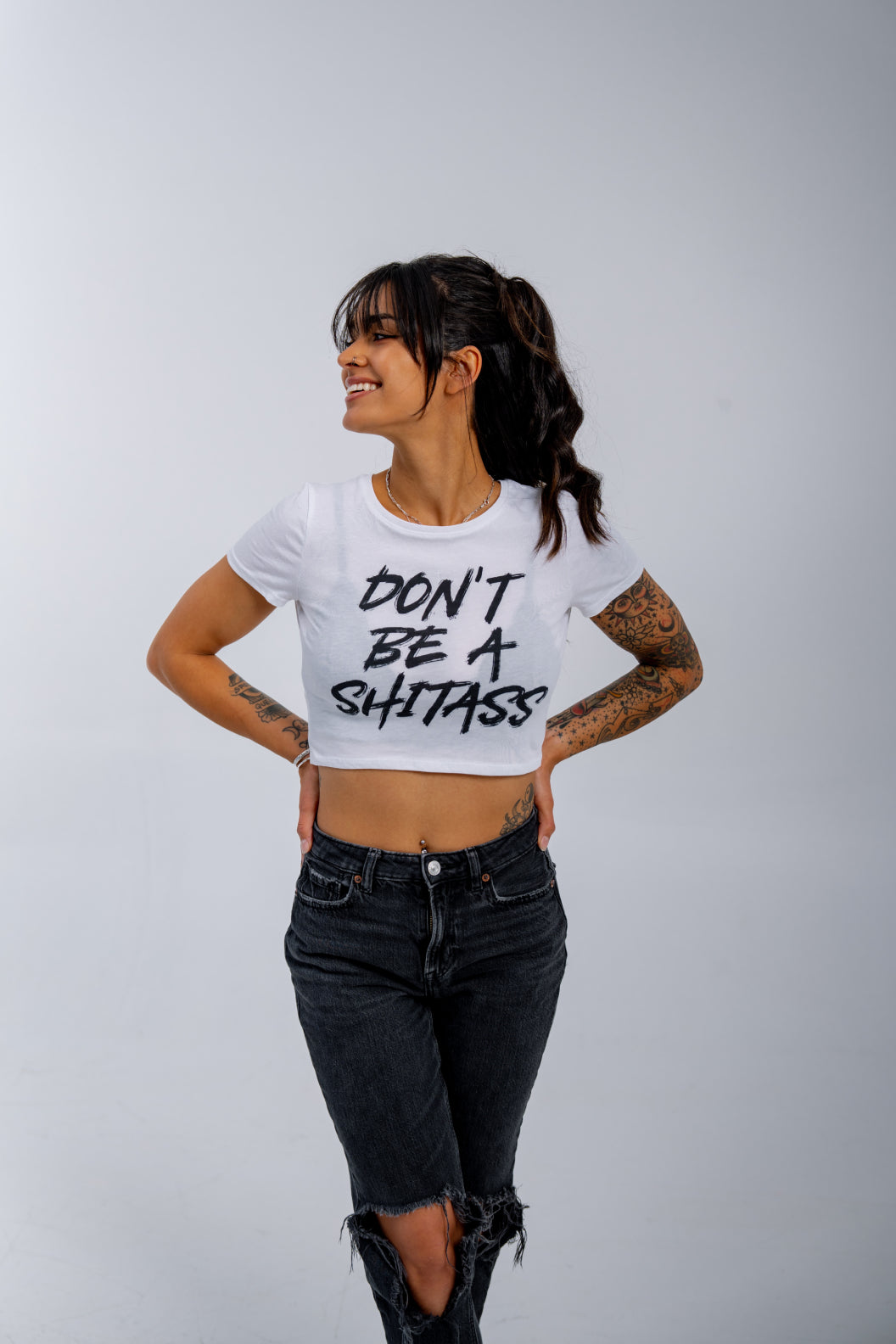 DON'T BE A SHITASS Cropped - White
