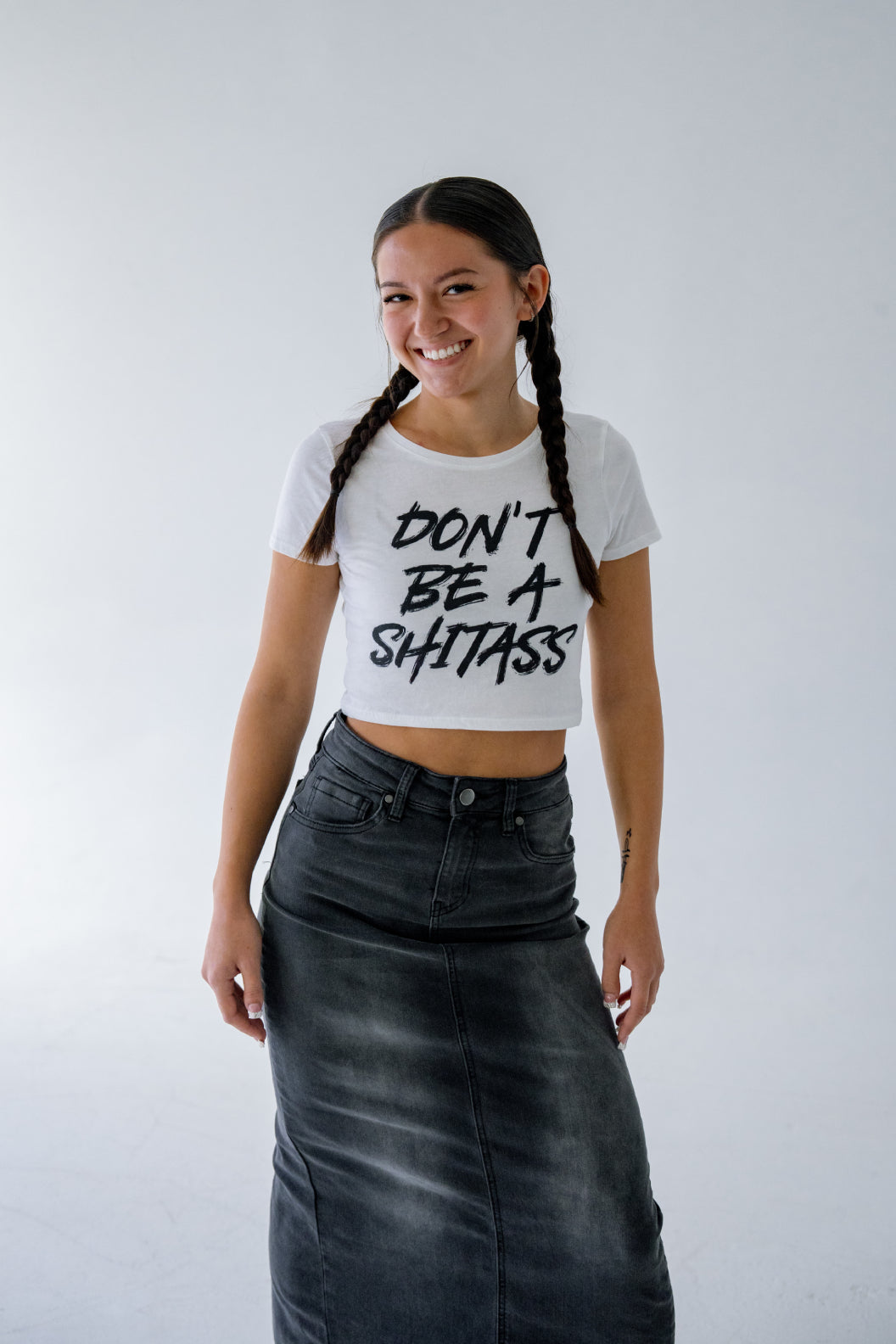 DON'T BE A SHITASS Cropped - White