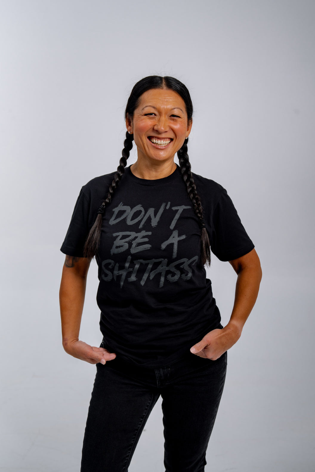 DON'T BE A SHITASS Short Sleeve - Black on Black