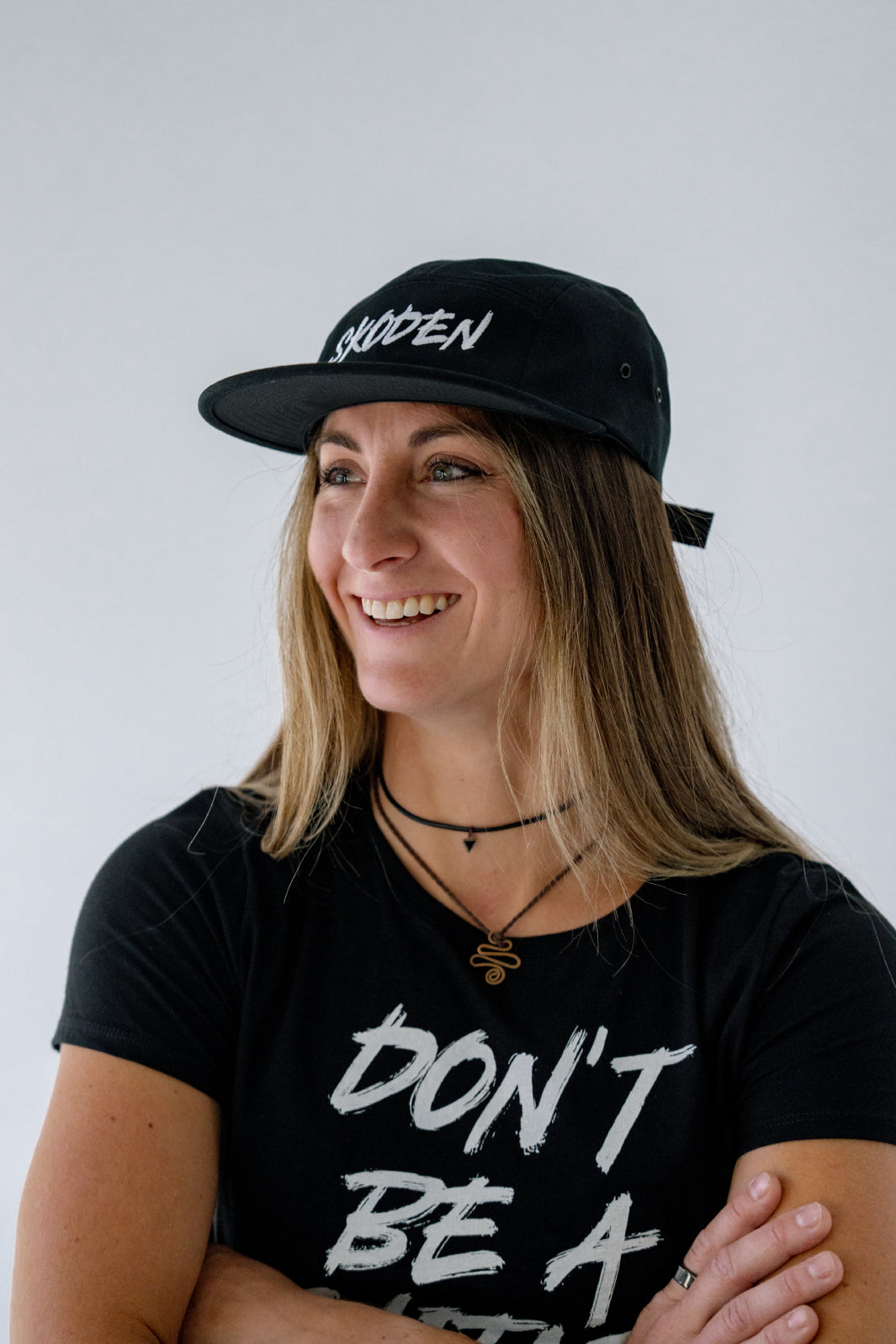 SKODEN Five Panel Cap - White on Black