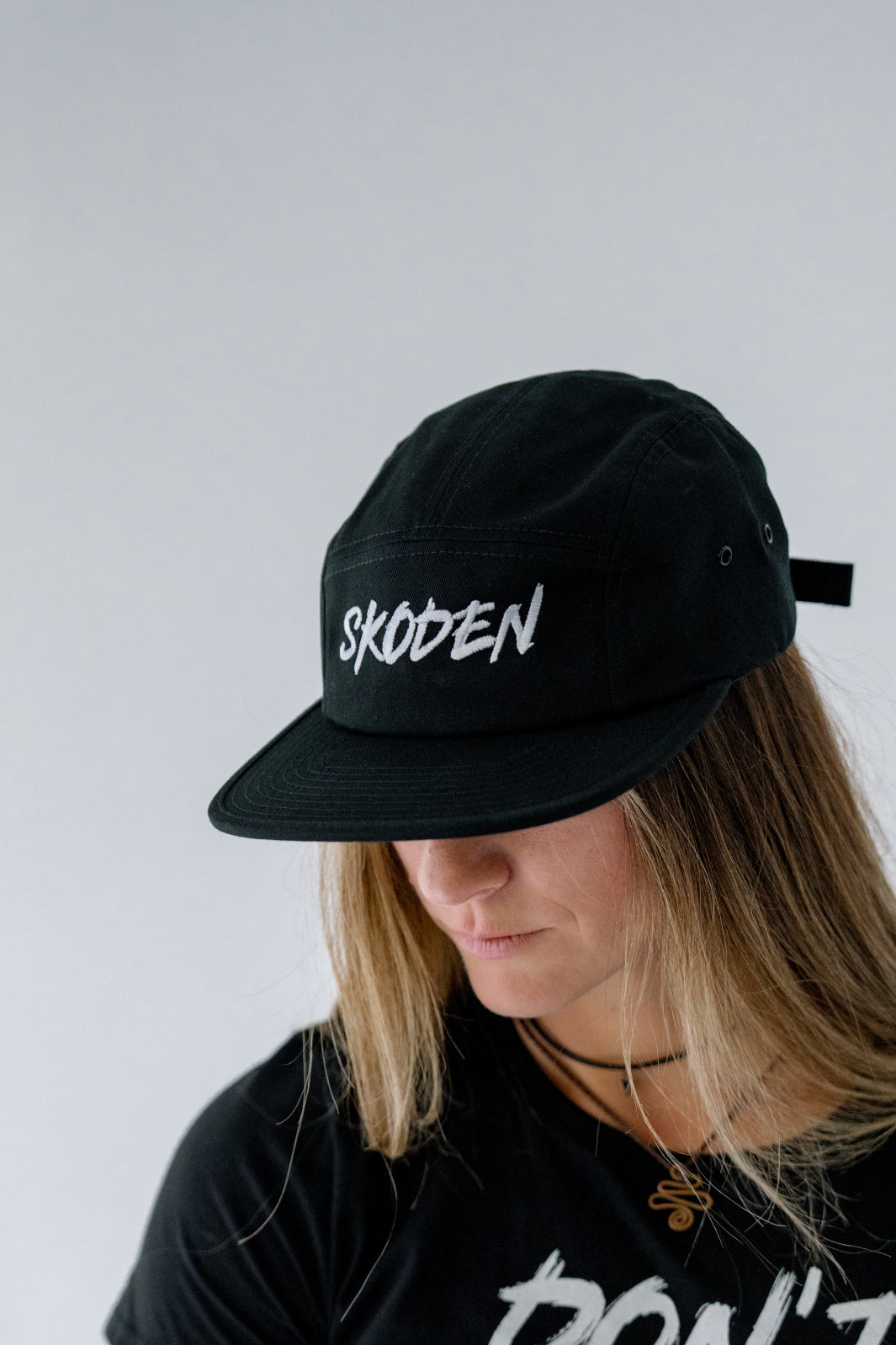 SKODEN Five Panel Cap - White on Black
