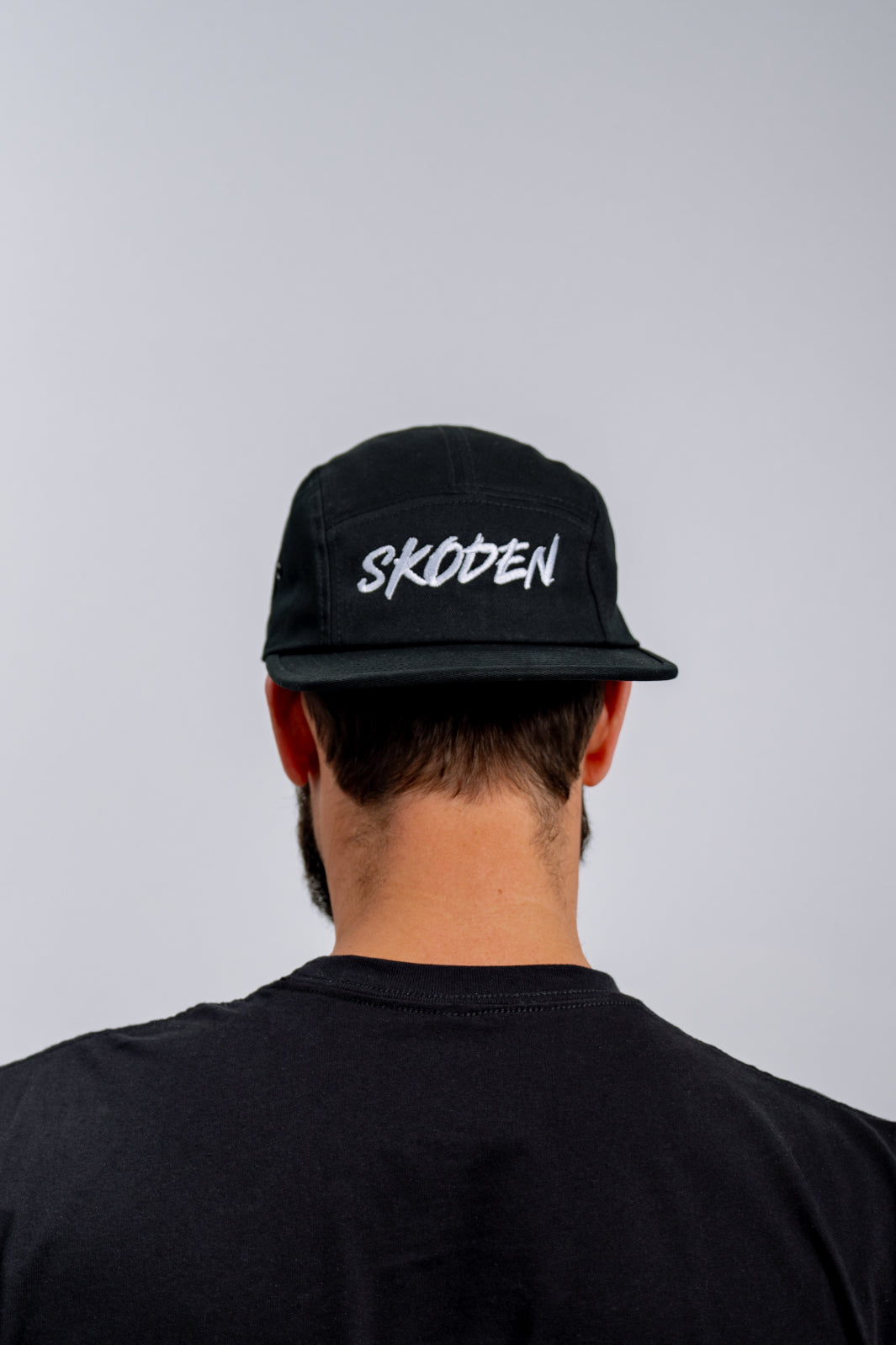 SKODEN Five Panel Cap - White on Black