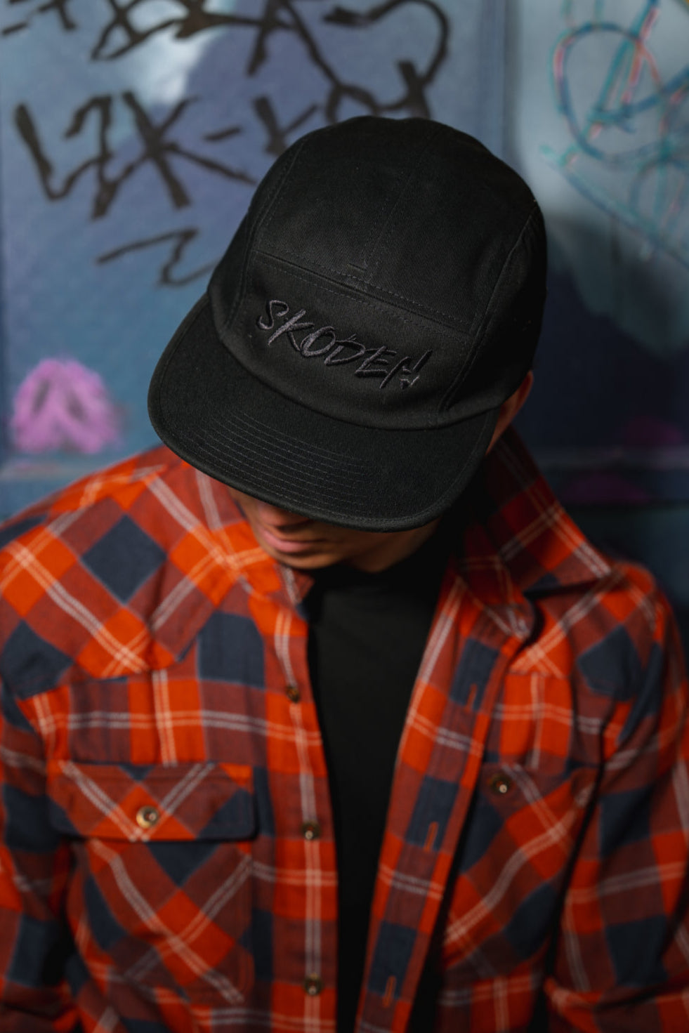 SKODEN Five Panel Cap - Black on Black