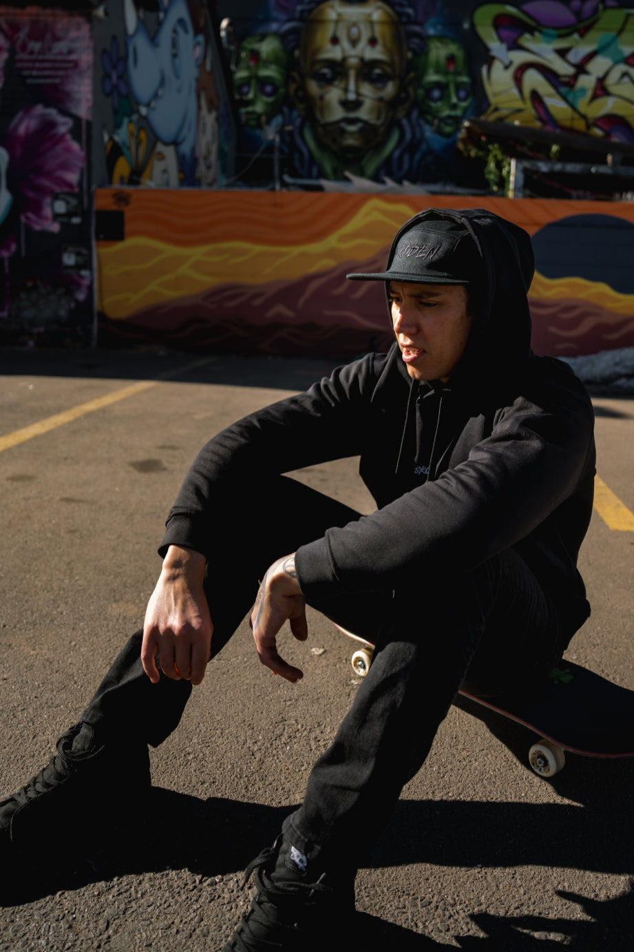 SKODEN Five Panel Cap - Black on Black